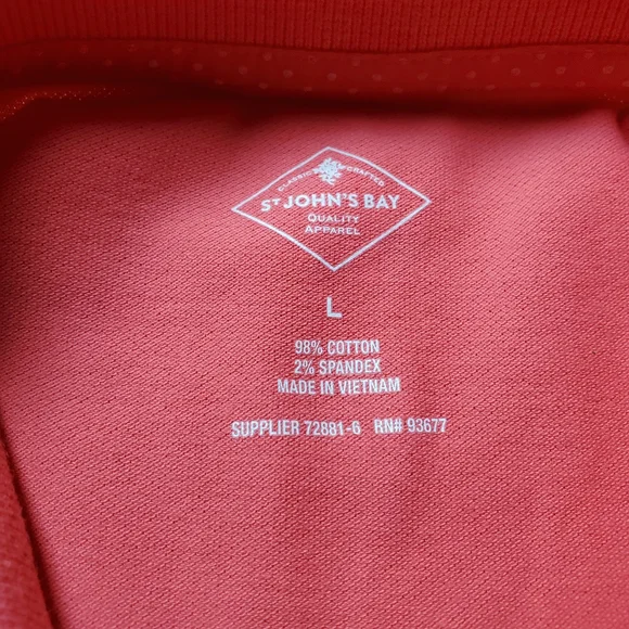 St. John's Bay Women's Coral Collar Polo Shirt Sz L - Picture 5 of 5
